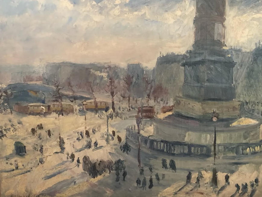Place de la Bastille sous la neige