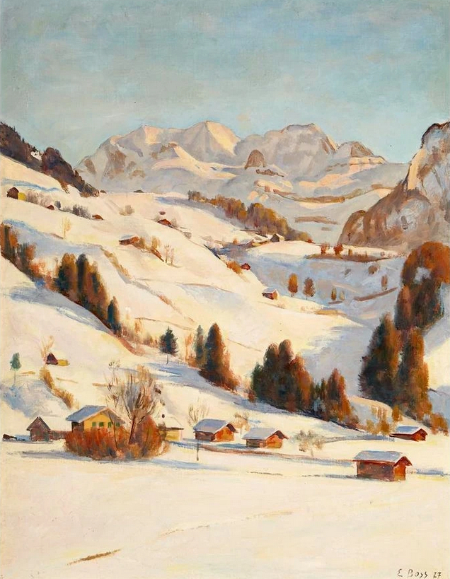 Vue sur la Blüemlisalp en hiver, 1927 