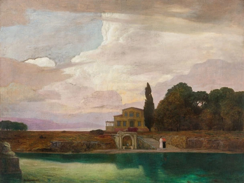 Paysage italien dans la lumière du soir