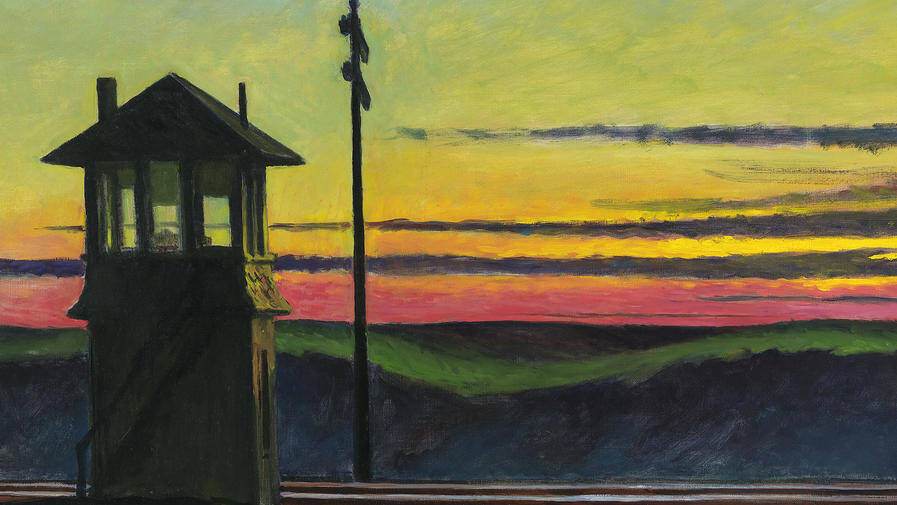 Coucher de soleil sur la voie ferrée, 1929