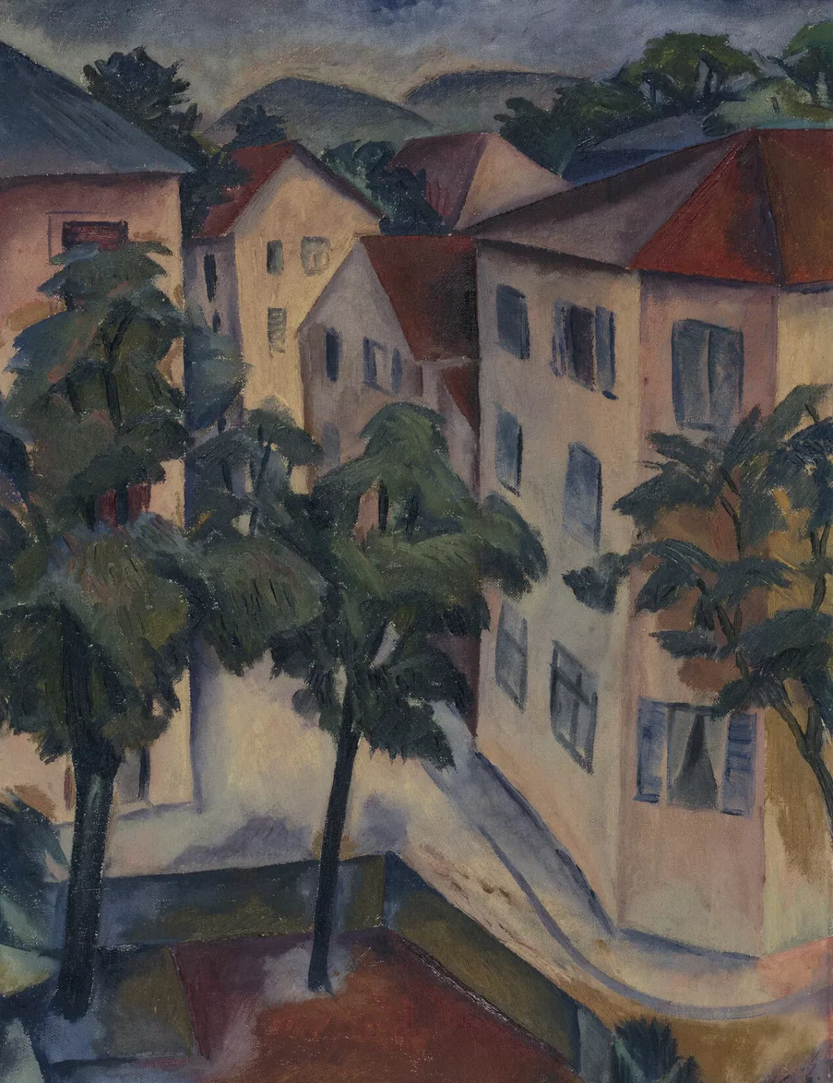 Groupe de maisons avec des arbres