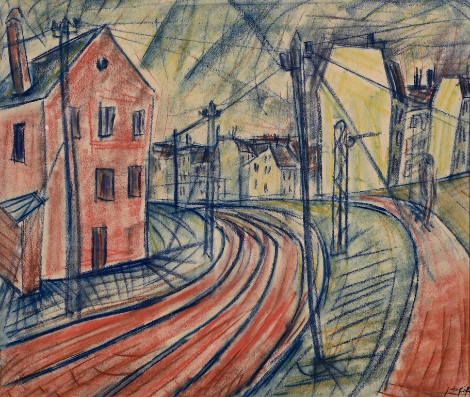 Paysage urbain avec rails