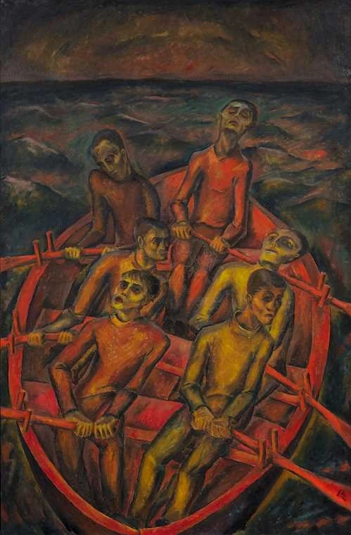 Traversée avec autoportrait , environ 1920 