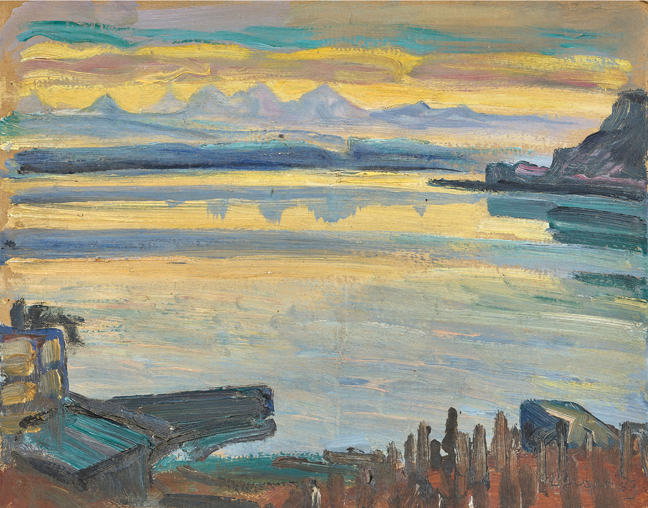 Vue sur le lac et le trio de tête bernois