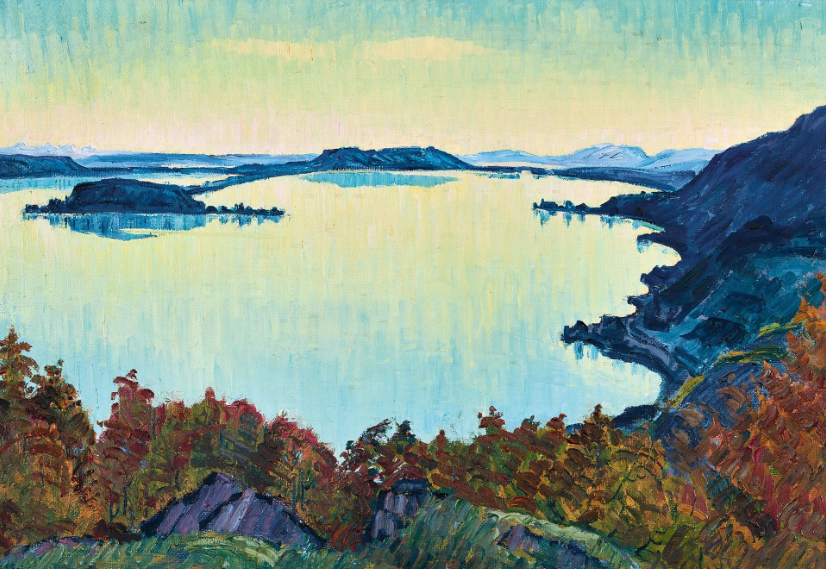 Le lac de Bienne avec l'Ile Saint-Pierre au crépuscule, 1924