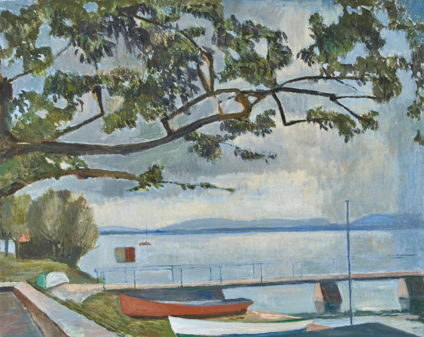 Bord du lac avec des bateaux