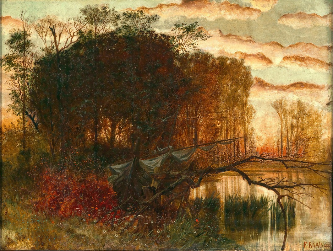 Un voilier sur le rivage au crépuscule (1881)