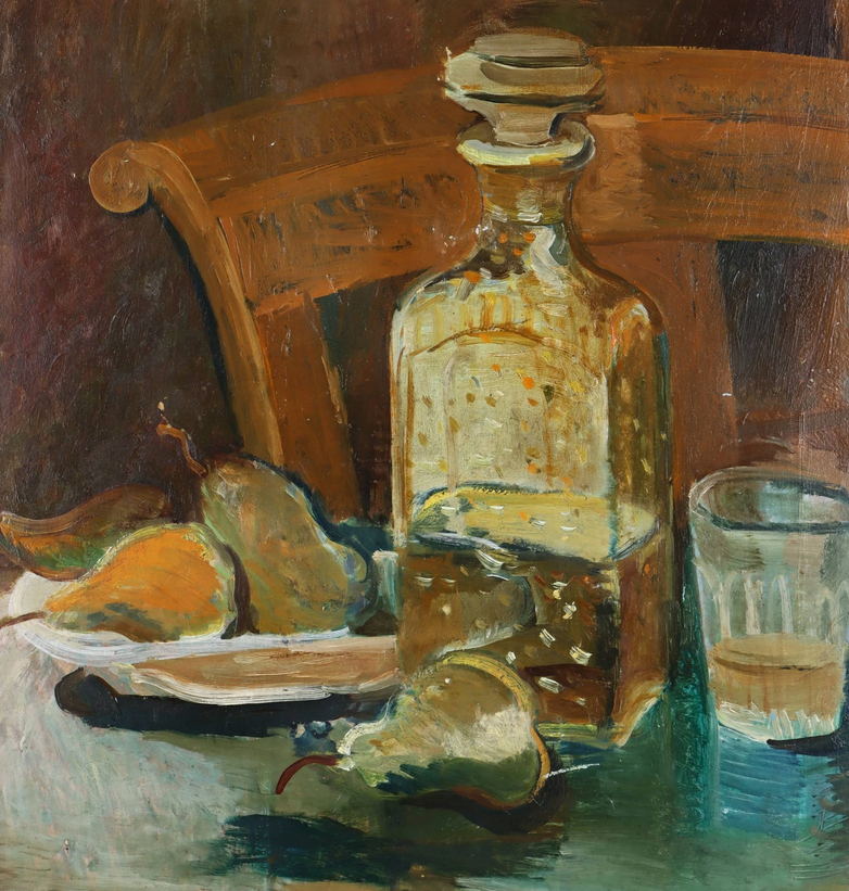 Nature morte avec bouteille et fruits