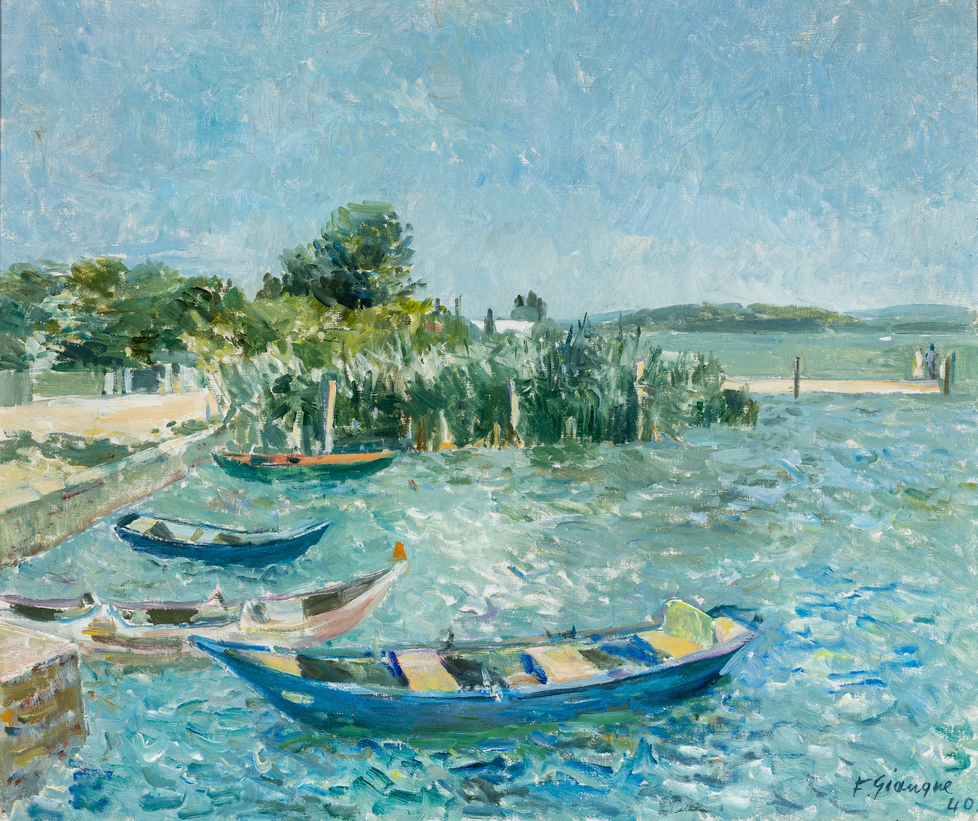 Paysage au bord du lac, daté 1940
