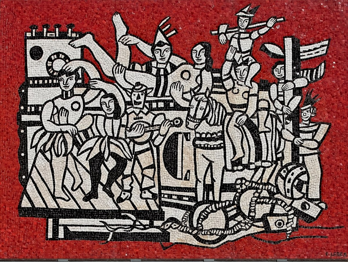 La Grande Parade sur fond rouge (1953), mosaïque