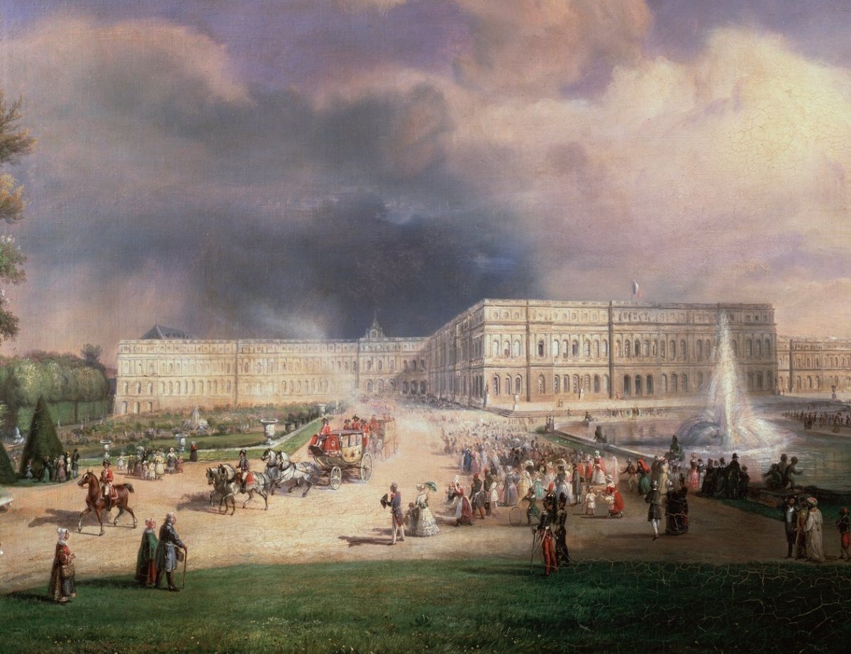 Louis-Philippe, roi de France, sa famille et la duchesse de Kent assistant aux Grandes Eaux à Versailles, France, mai 1844 (détail)