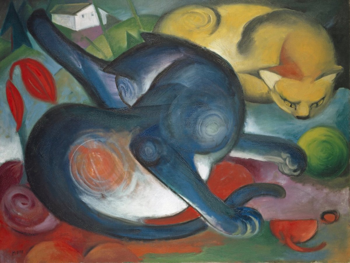 Deux chats, bleu et jaune, 1912
