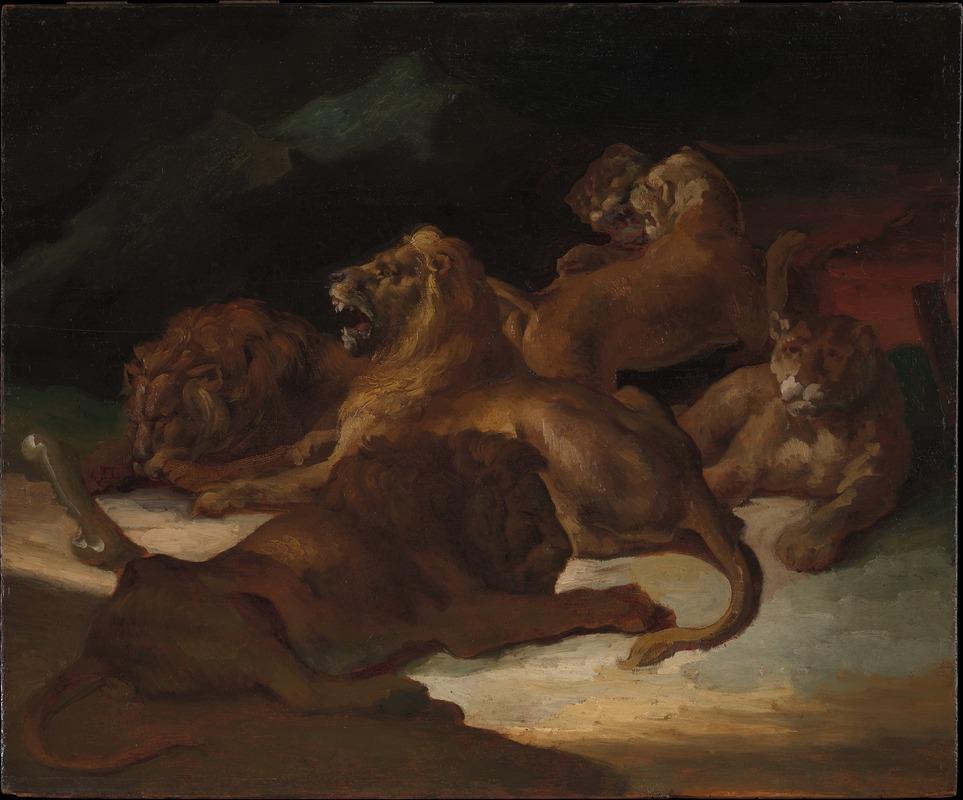 Lions dans un paysage montagneux (vers 1818-20)