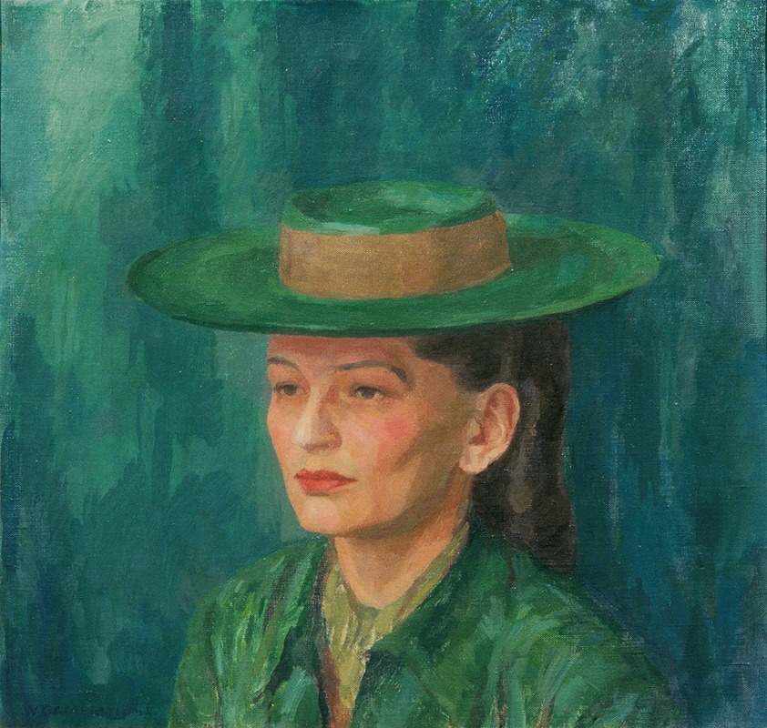 Grete Gamerith avec un chapeau vert (1942)