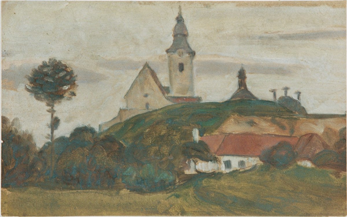 Paysage avec église et village (1922)