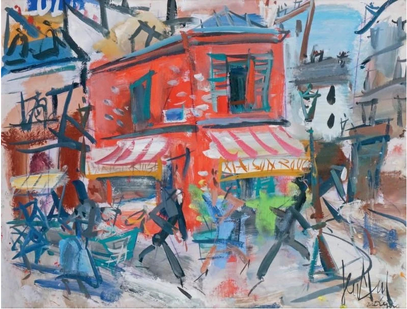 Montmartre, la rue Lepic et la maison rouge
