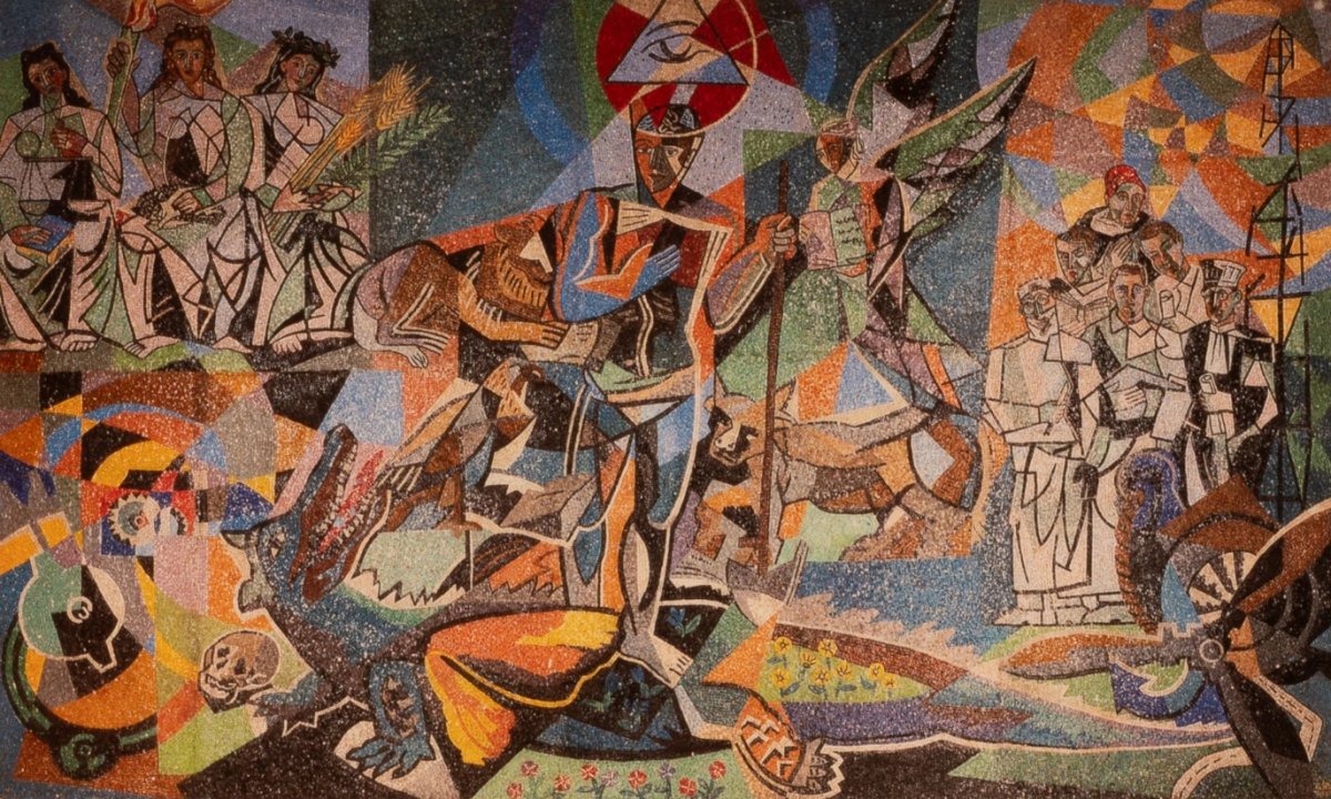 Lot composé d'une carte de vœux de Romana Severini à Giovanni Carandente et d'une gravure de Gino Severini