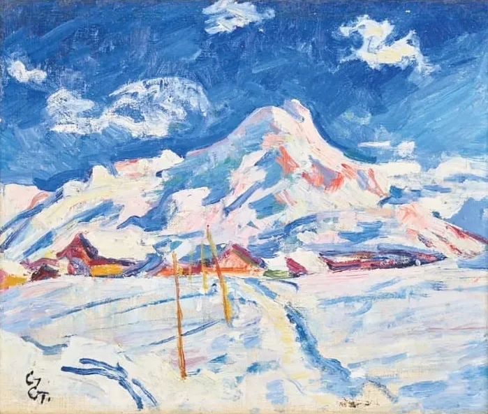Paysage hivernal près de Maloja, vue vers le Piz da la Margna 1924/1925 