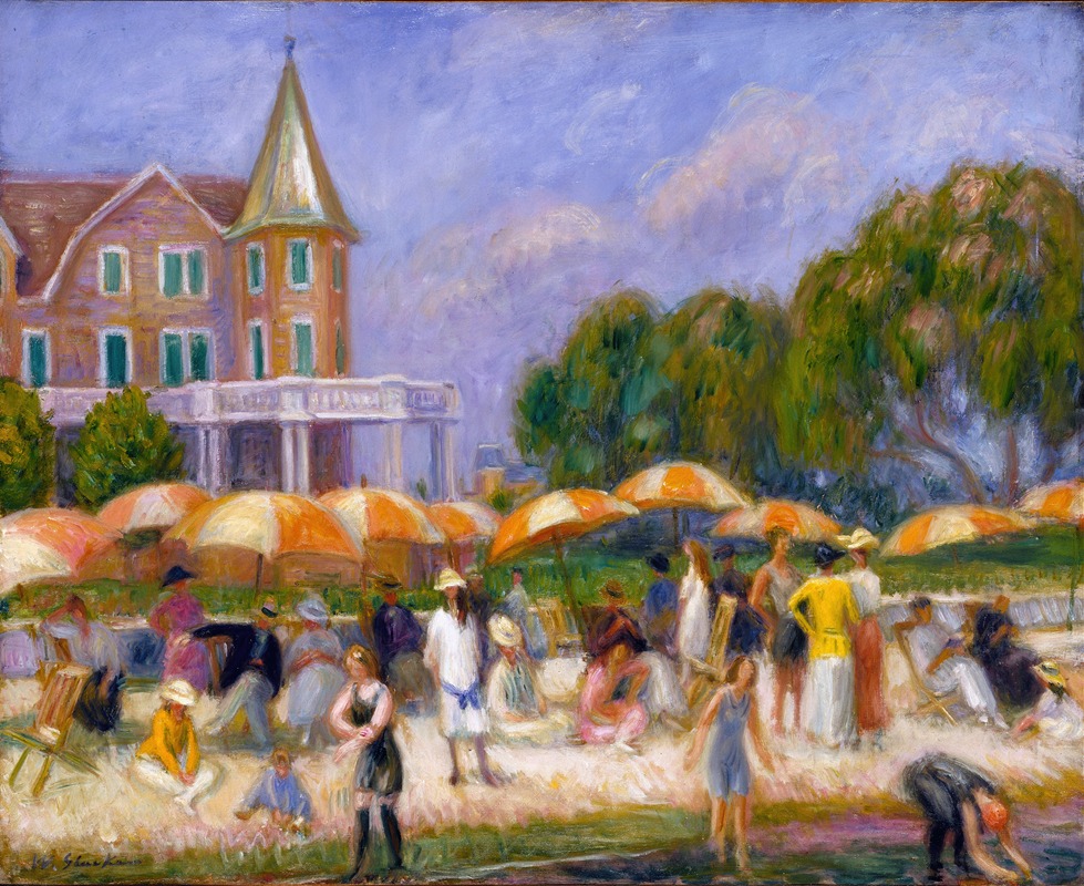 Parapluies de plage à Blue Point (vers 1915)