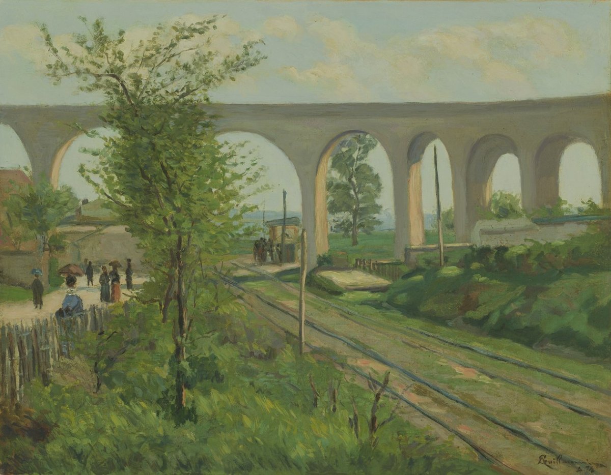 L'aqueduc d'Arcueil au passage à niveau de Sceaux, 1874 