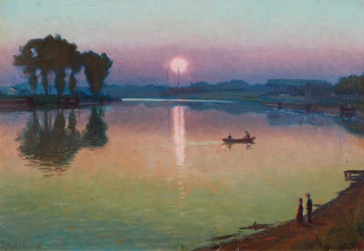 Crépuscule au bord d'un lac
