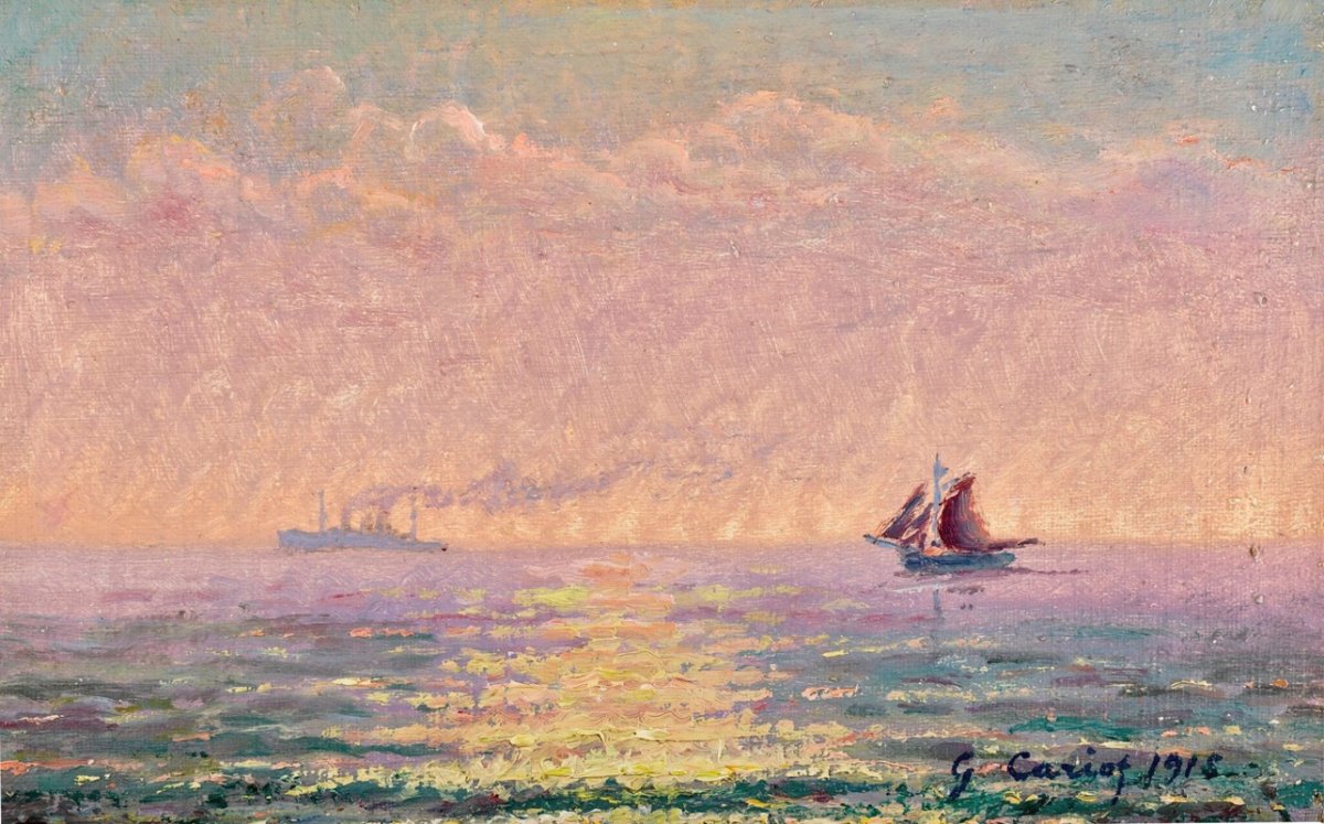 Étude sur la mer à Saint-Malo contre soleil (1918)