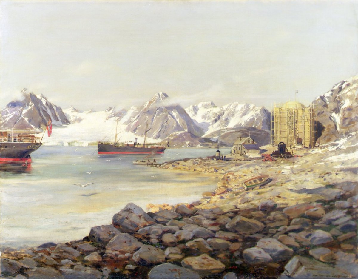 Les navires de l'expédition polaire Andree ancrés au large de la station Balcony, Dane's Gate, Spitzberg