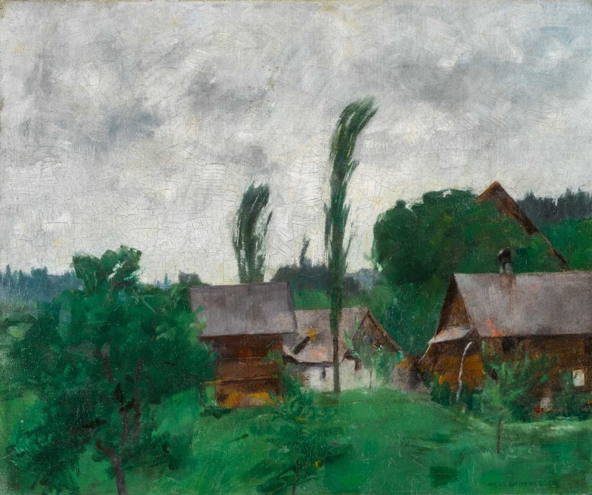Paysage avec des arbres en mouvement 