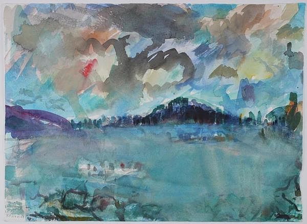Au Lac de Bienne VI, aquarelle, 1995, 33 x 44 cm