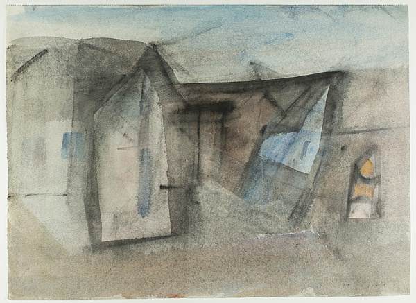 Maisons, aquarelle, 1978, 29 x 40,5 cm