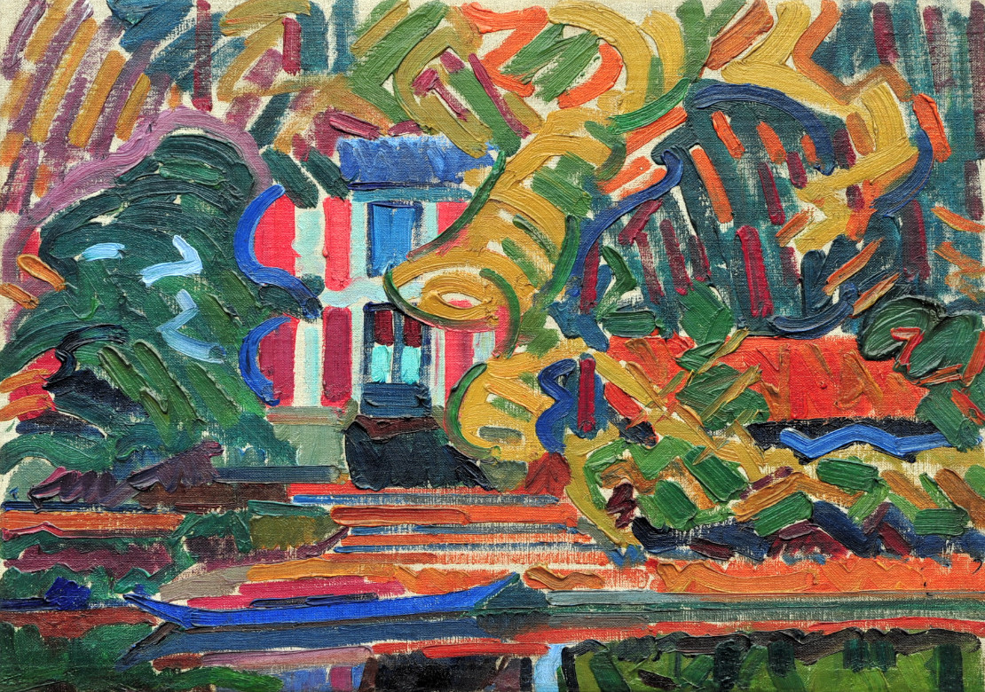 Perron entouré d'arbres, 1906