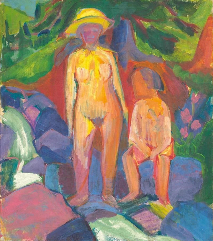Baigneur au bord d'un ruisseau de montagne, 1923