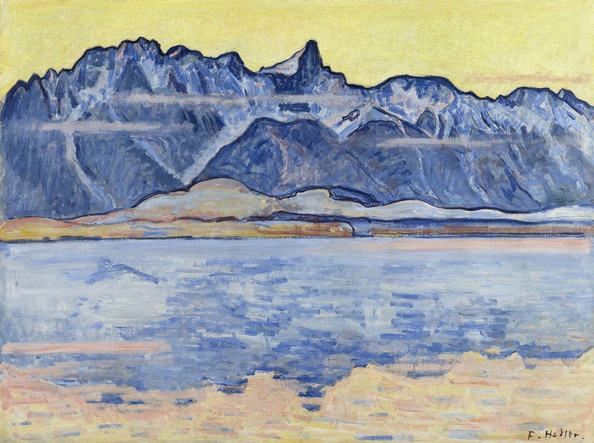 Lac de Thoune avec la chaîne du Stockhorn, vers 1913