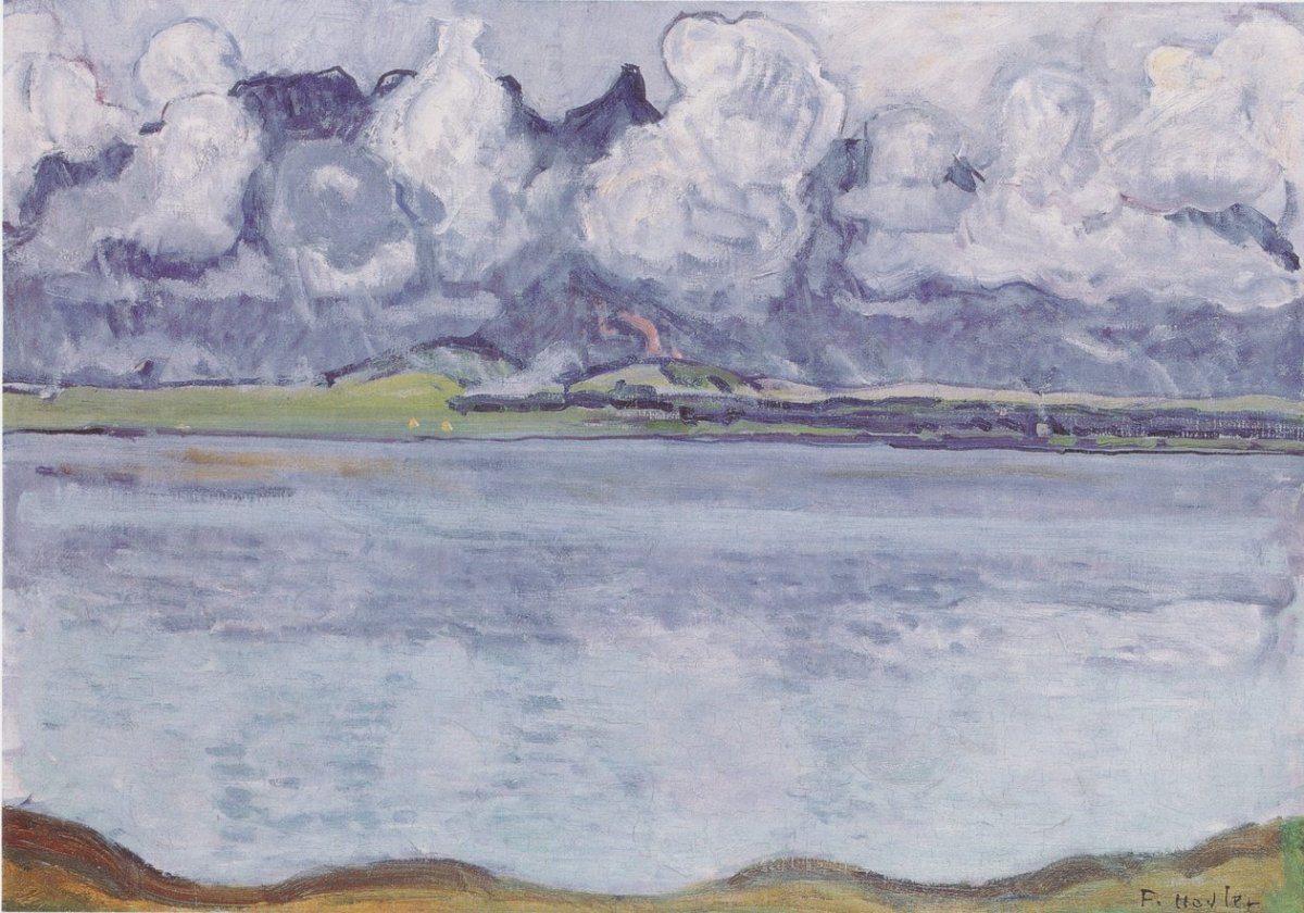  Lac de Thoune avec la chaîne du Stockhorn dans les nuages, 1912