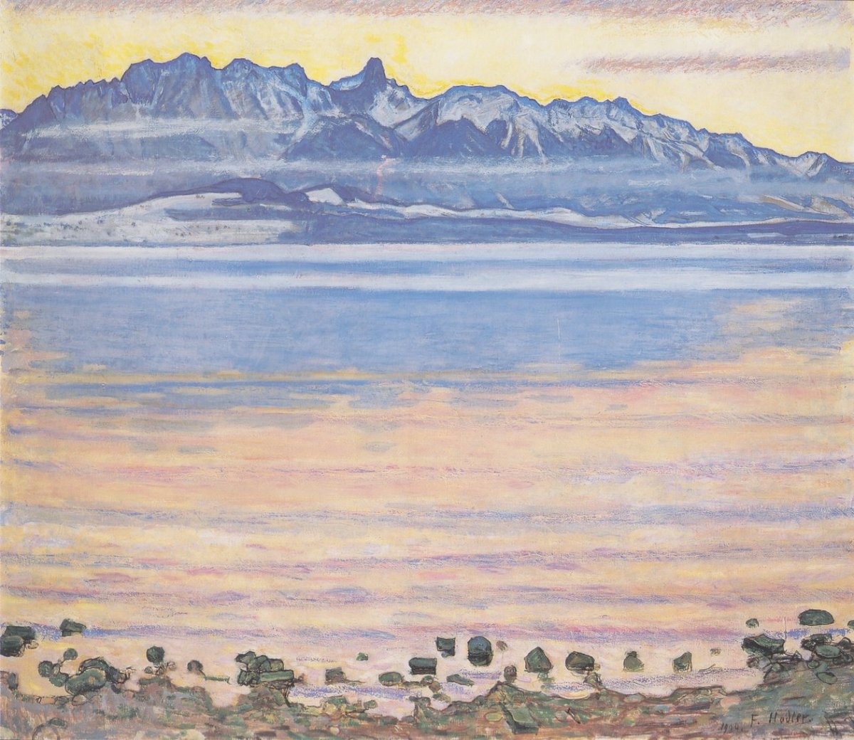 Lac de Thoune et le massif du Stockhorn, 1904