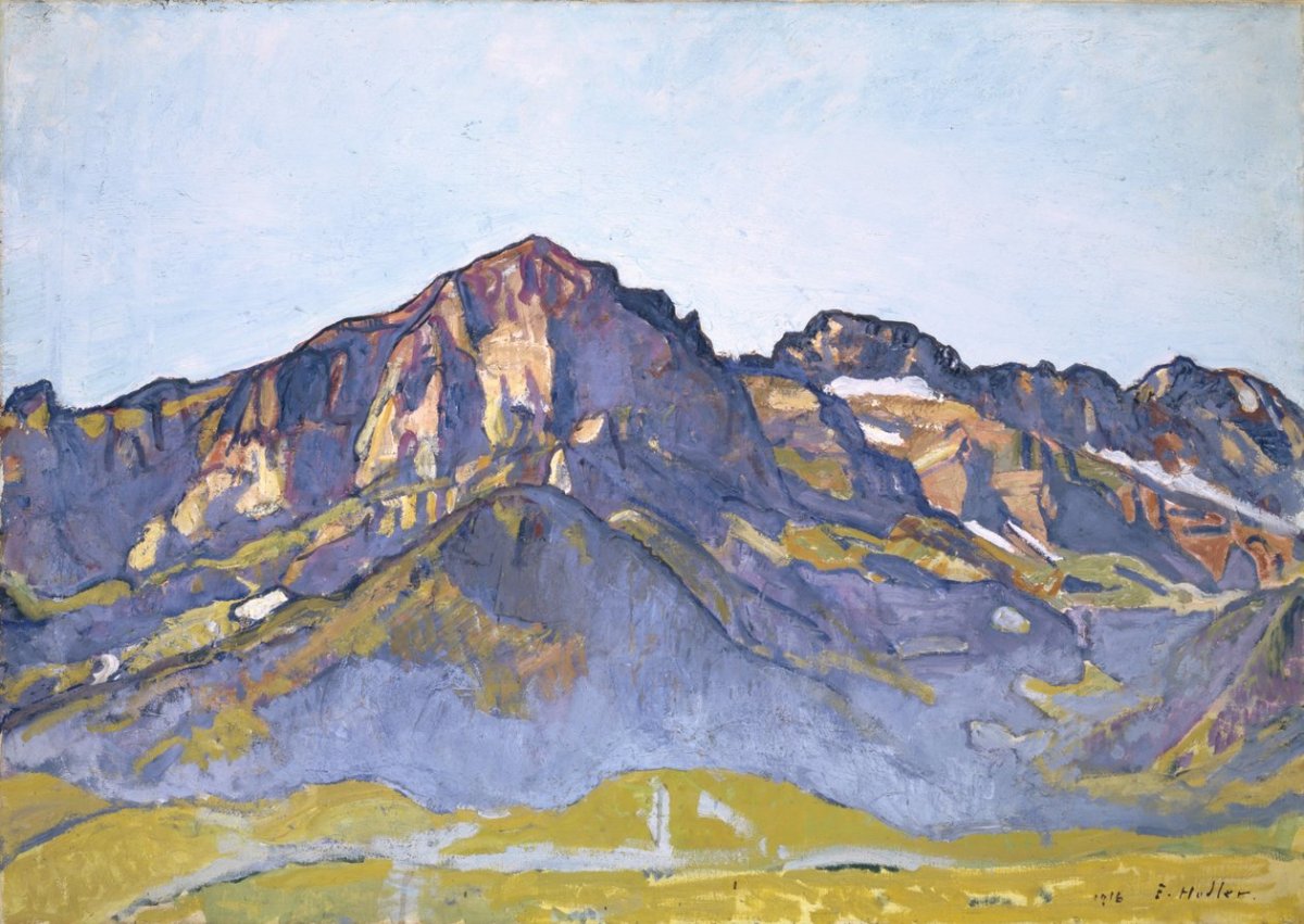 Les Dents Blanches à Champéry dans le soleil du matin, 1916 