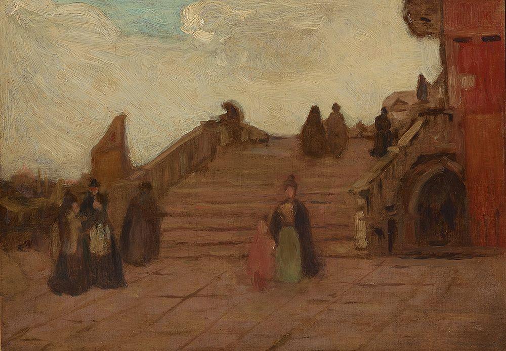 Venise au crépuscule - Huile sur panneau 9.5 x 13 in, vers 1904