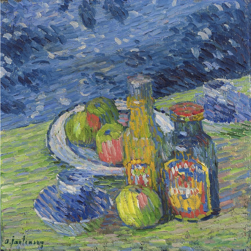 Nature morte avec bouteilles, coupe à fruits et gobelet, 1904