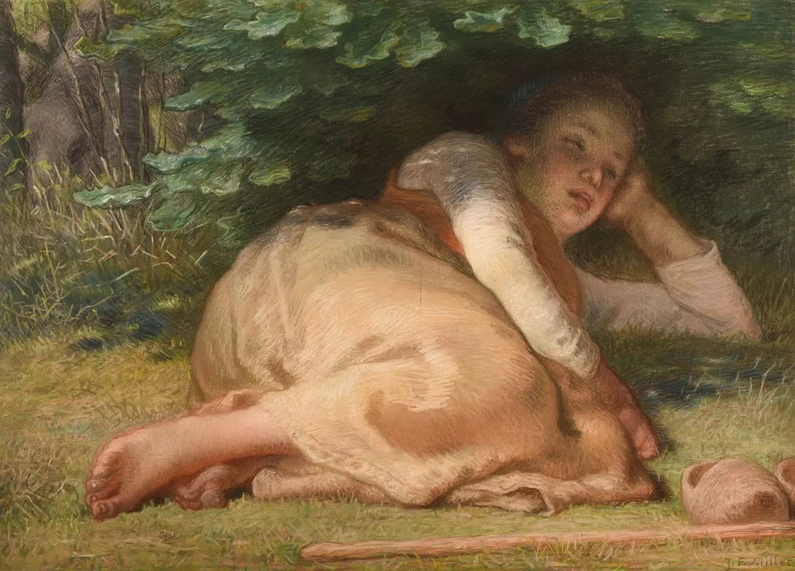 Bergère dormant à l’ombre d’un buisson de chênes (1874)