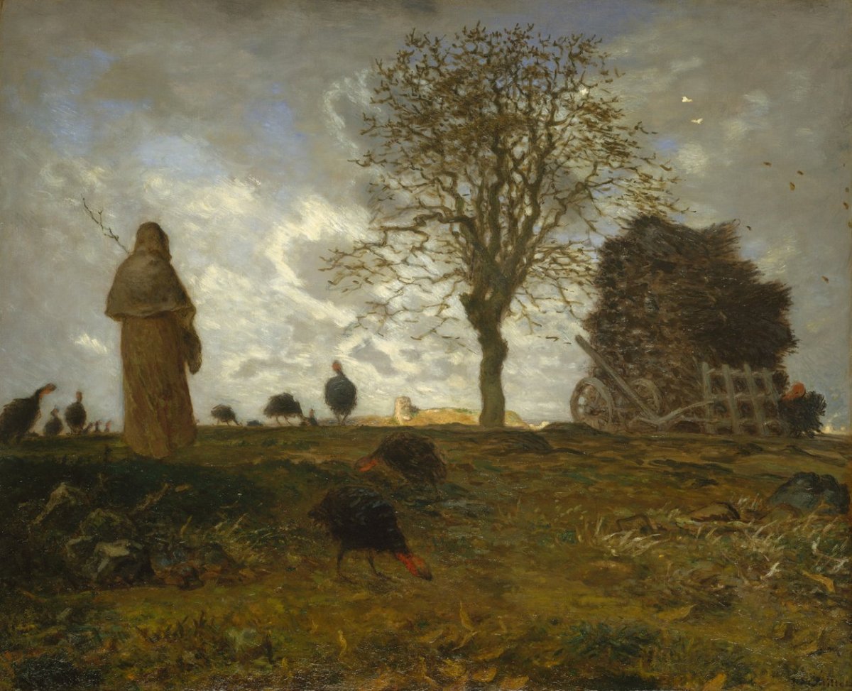 Paysage d'automne avec un troupeau de dindes, 1872-73