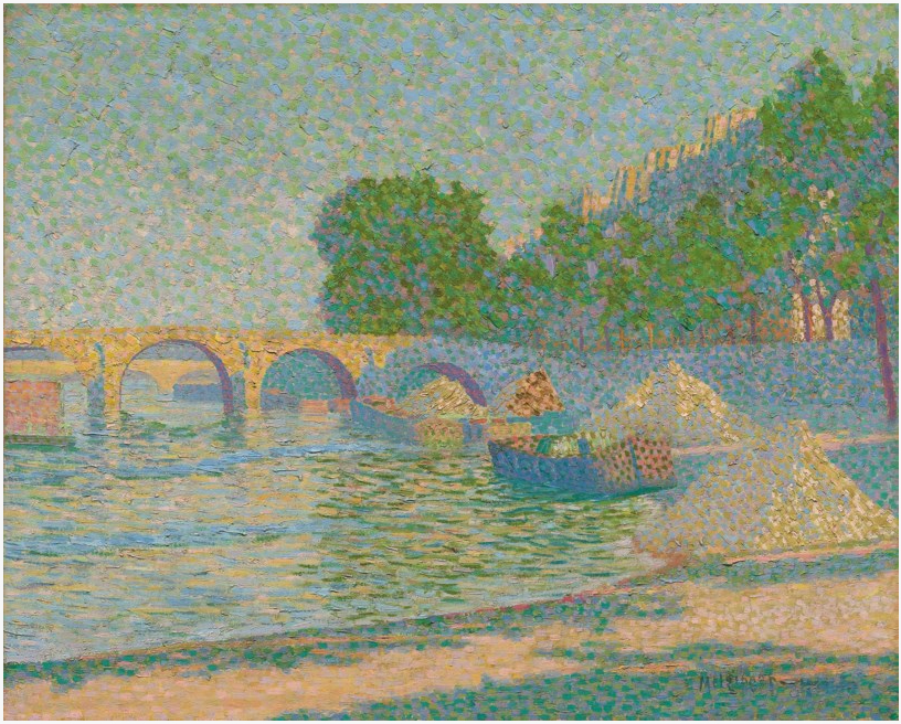 Péniches au bord de la Seine, vers 1904