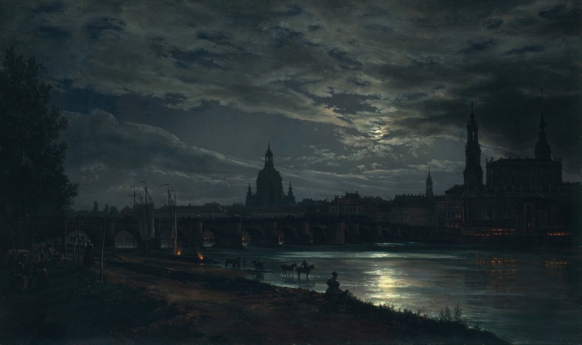 Vue de Dresde au clair de lune