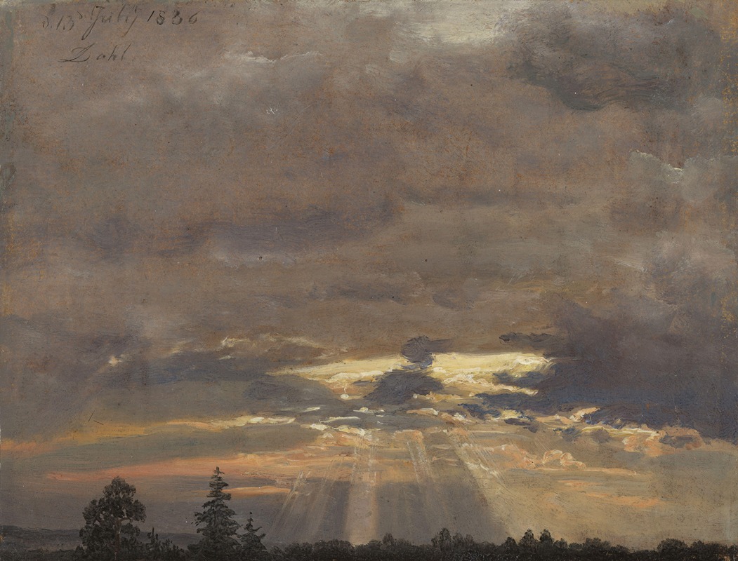 Étude de nuages avec rayons de soleil (1836)