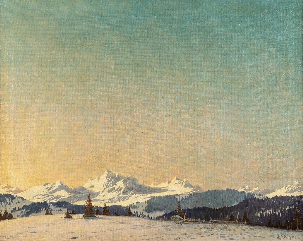 Paysage de montagne profondément enneigé au lever du soleil