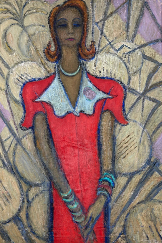 Femme à la robe rouge, vers 1950