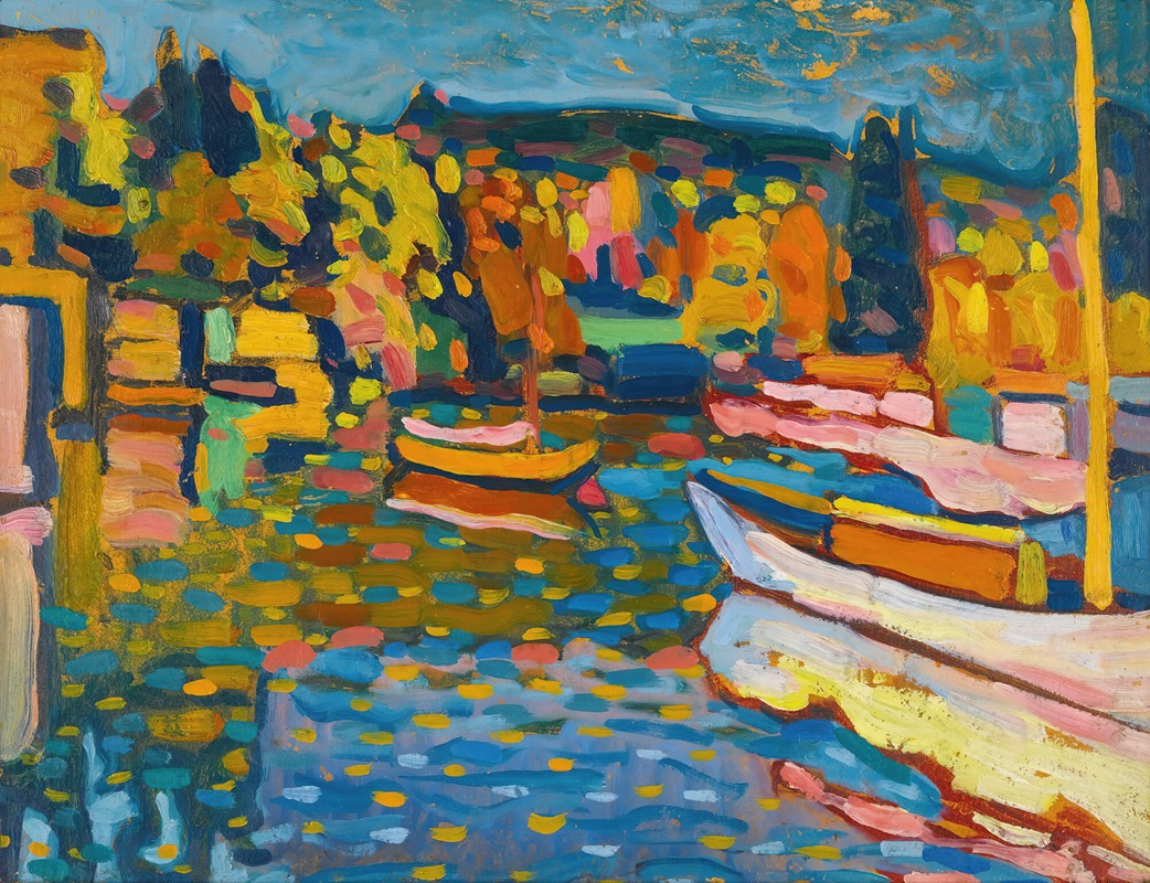 Paysage d'automne avec bateaux, 1908