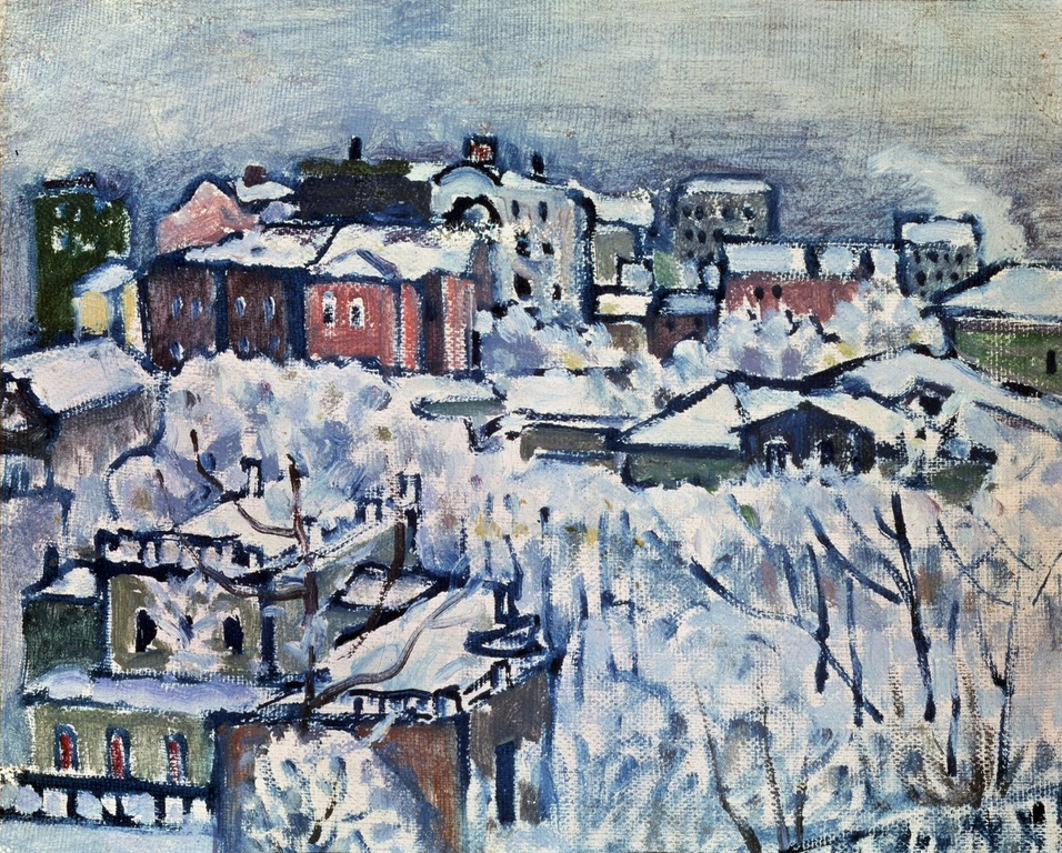 Paysage urbain, recouvert de neige