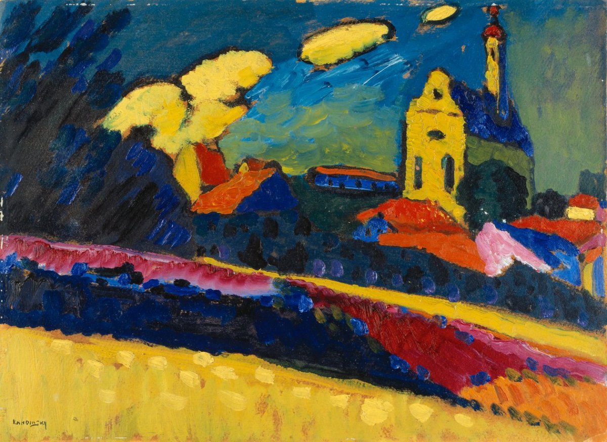 Étude pour Murnau, Paysage avec église, 1909