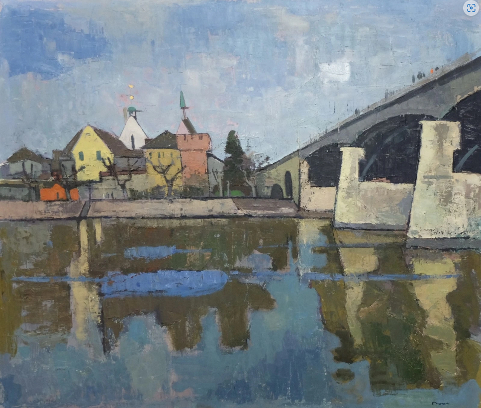 Le Rhin avec le pont Wettstein et l'orphelinat