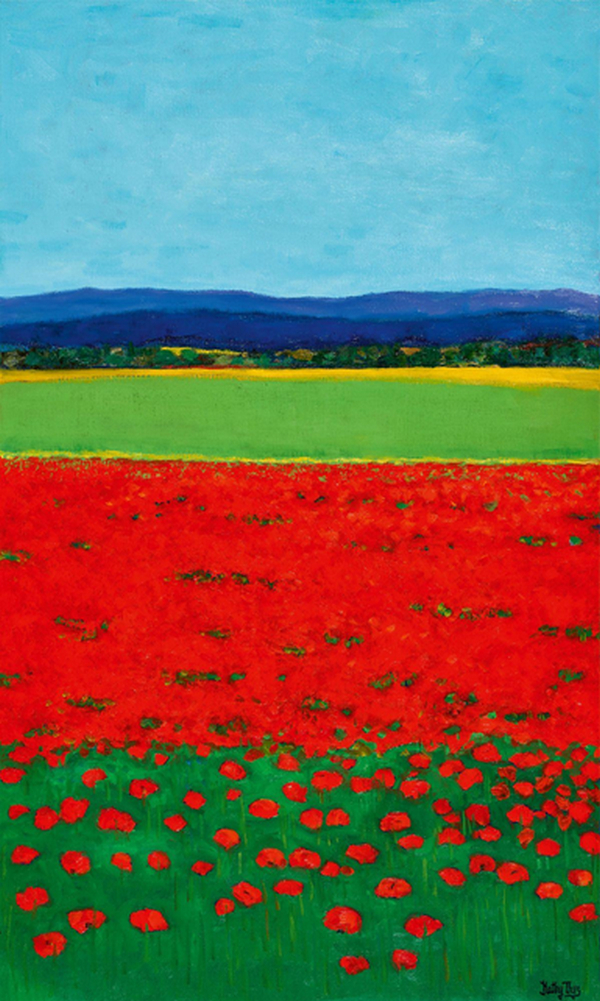 Champ de coquelicots en fleurs